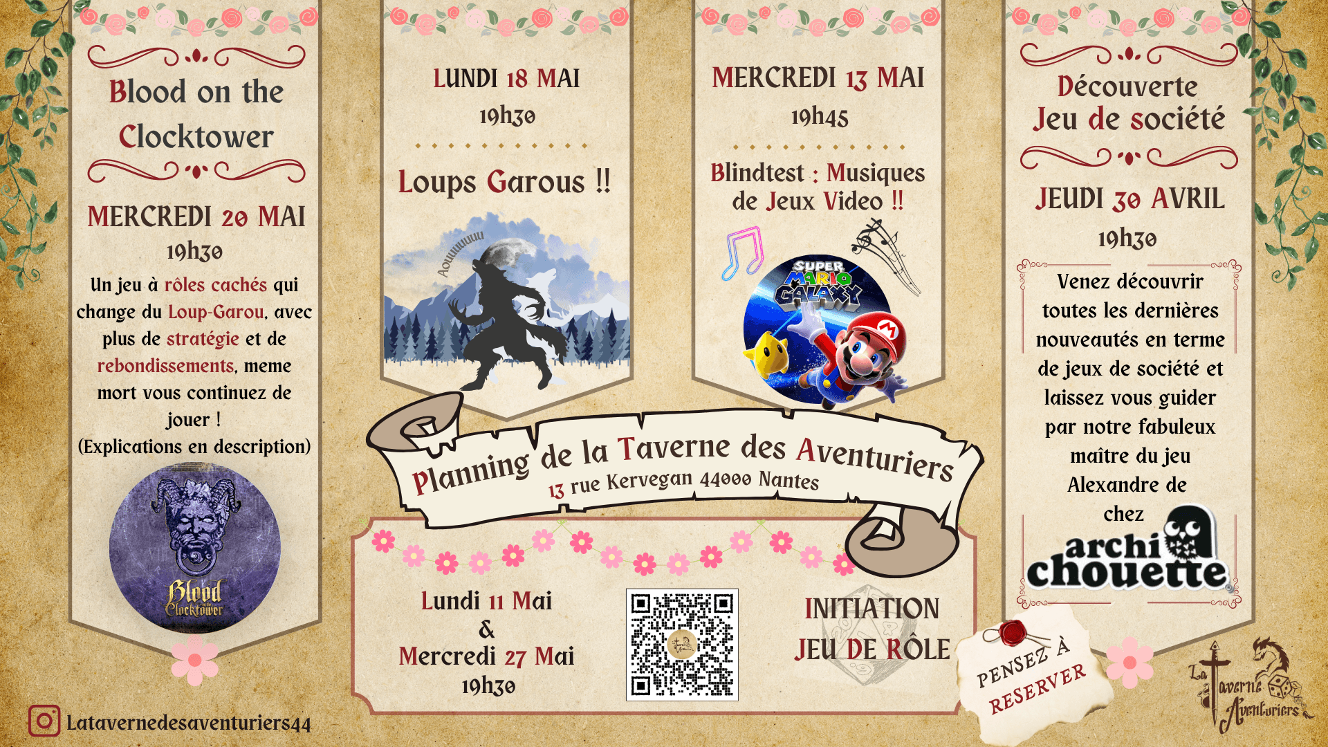 Programmation Mai 2026 - La Taverne s'Anime !