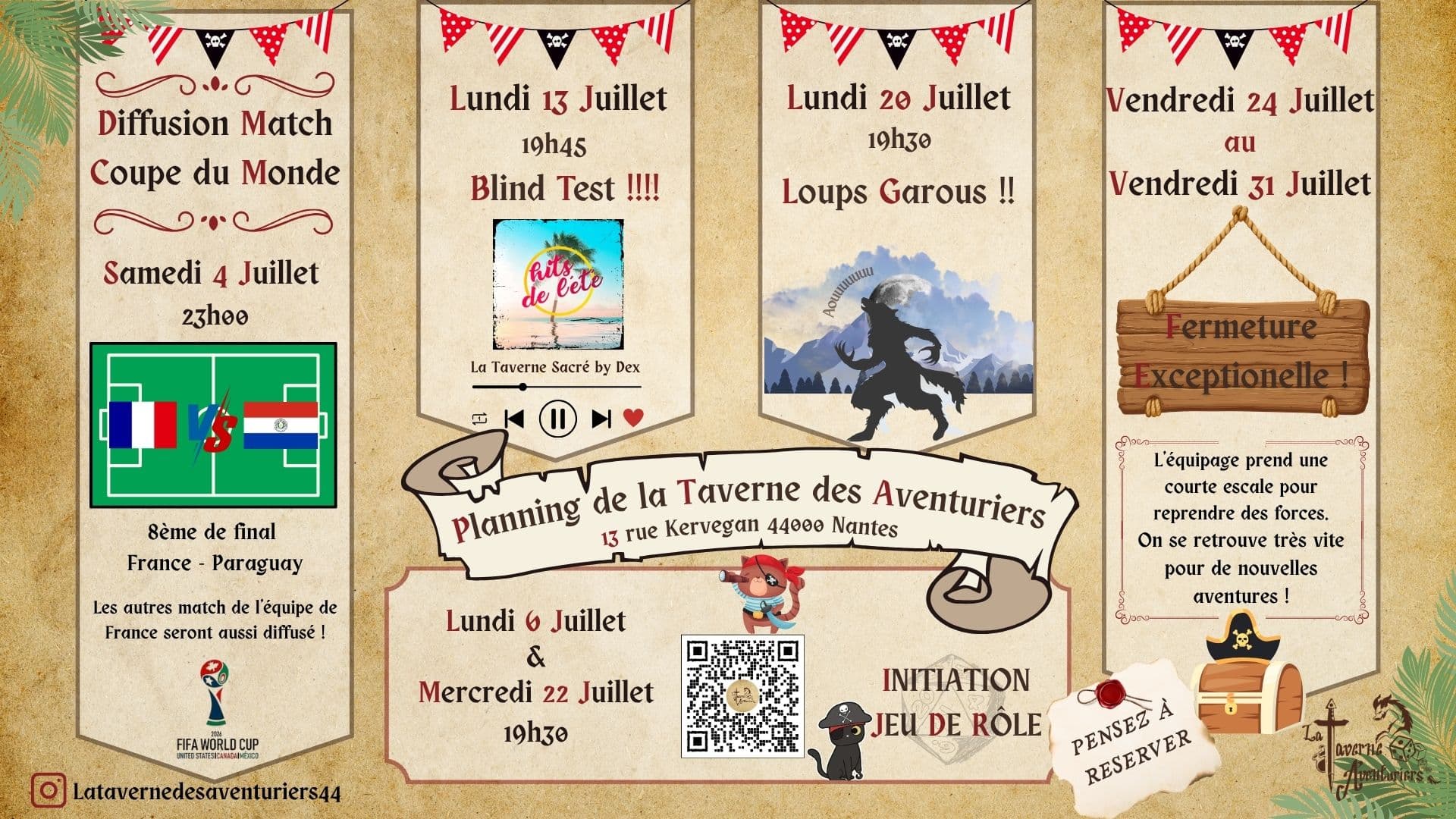 Programmation Juillet 2026 - La Taverne s'Anime !