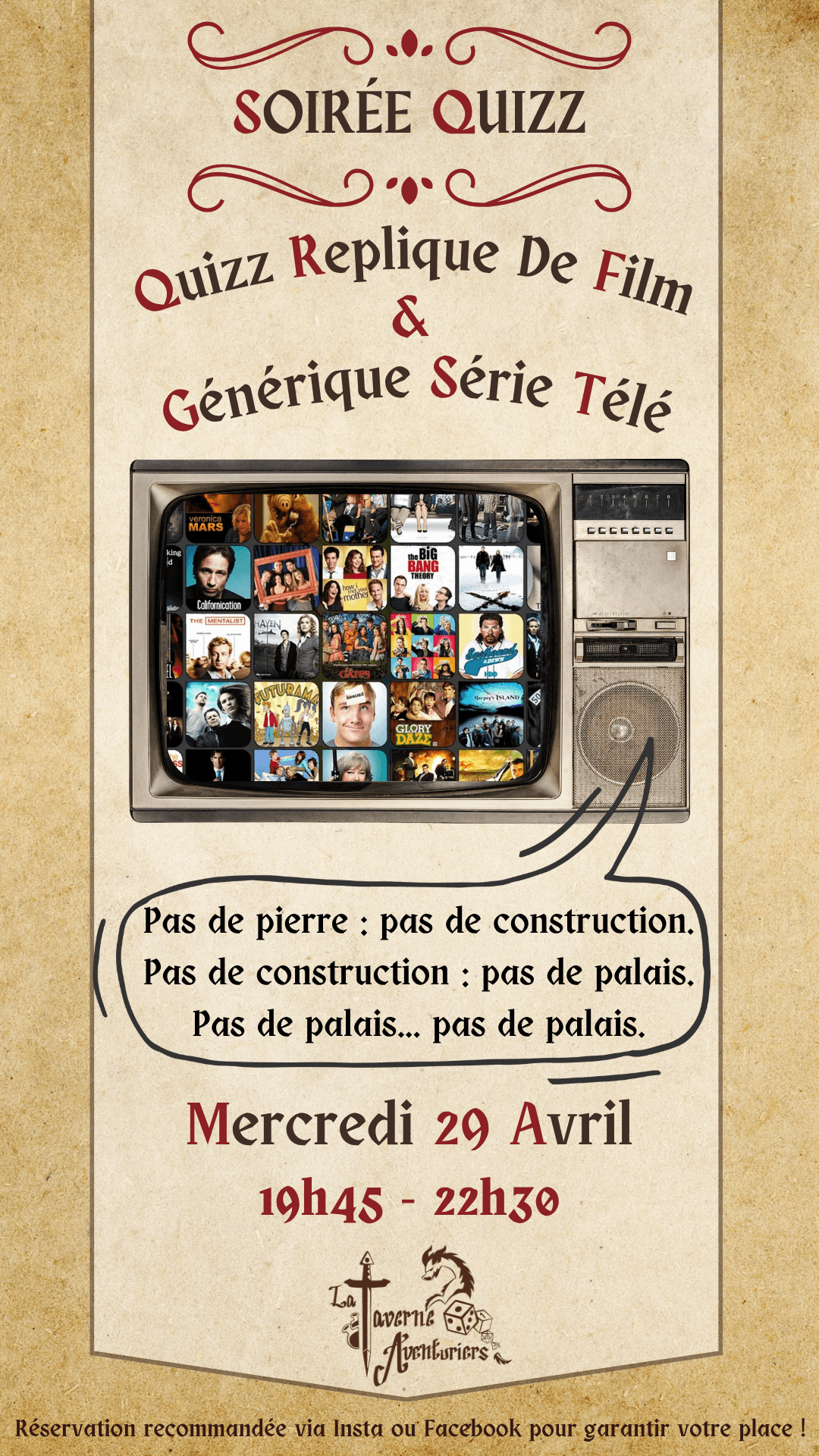 Soirée Quizz Générique de série et réplique de film