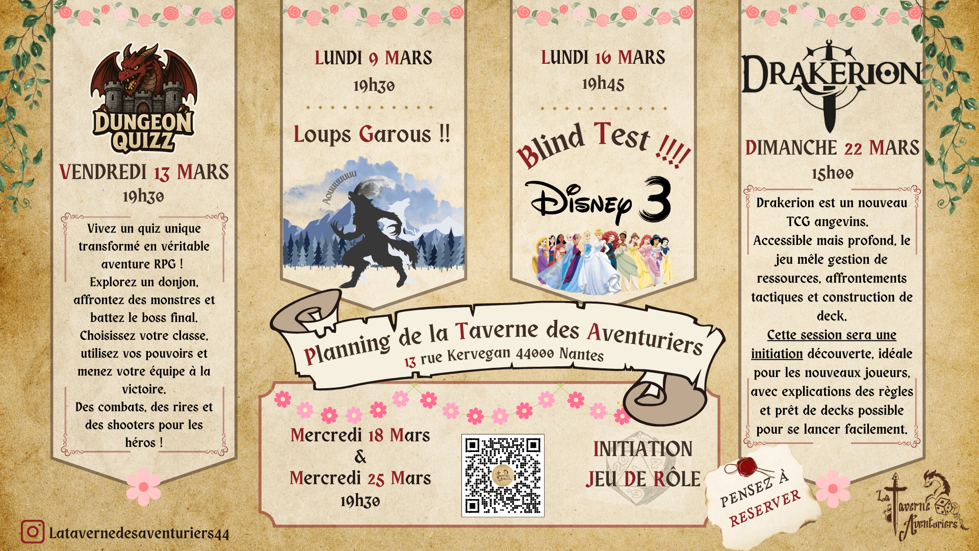 Programmation Mars 2026 - La Taverne s'Anime !